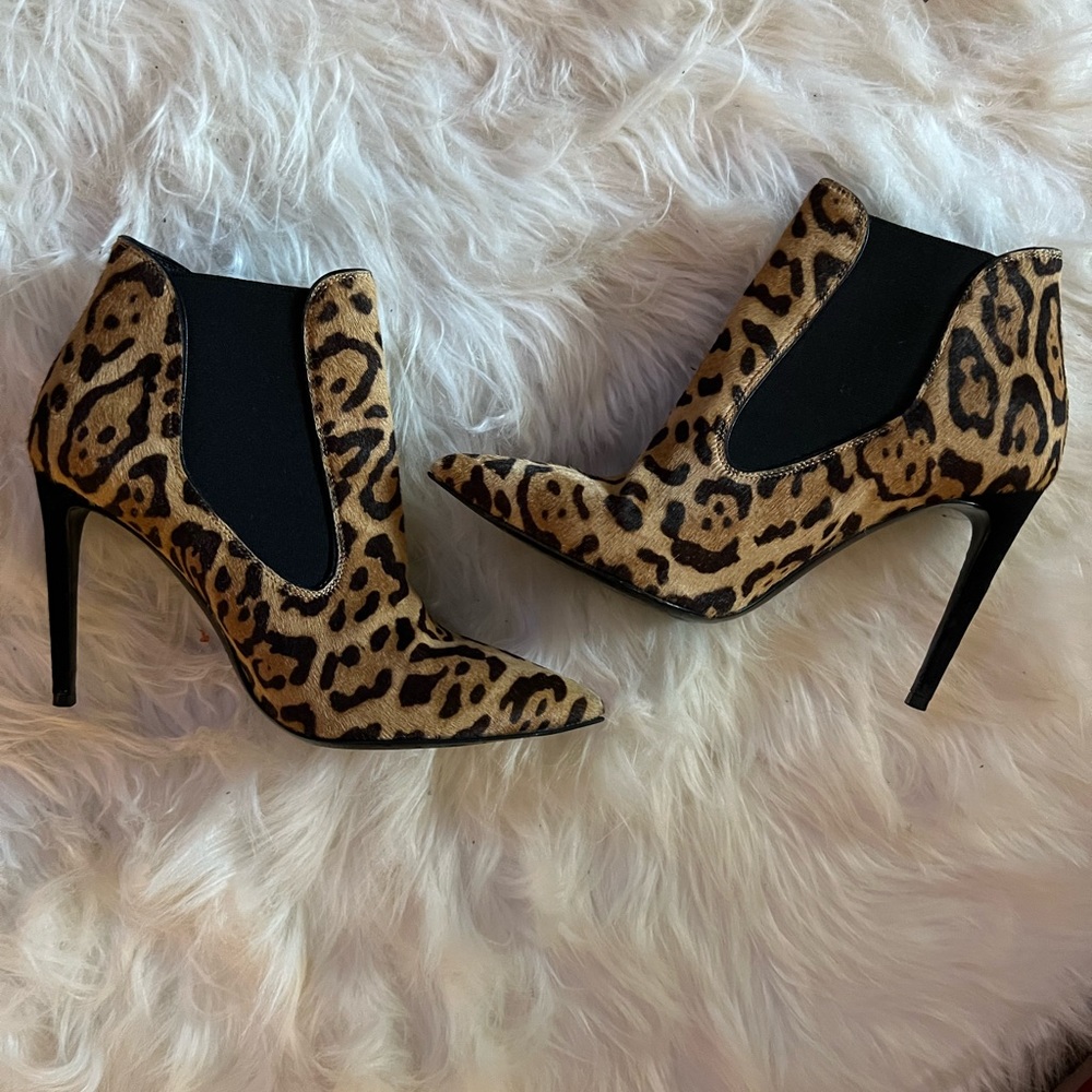 Ralph Lauren Purple Label pony hair ankle boots EUC size 38 - leopard/cheetah